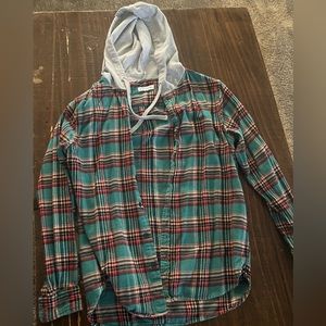 Pacsun flannel with hood, size medium, lightly worn